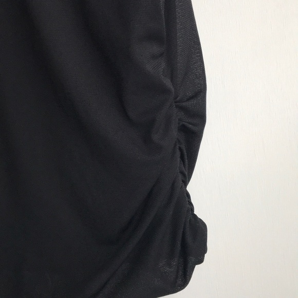 Anne Klein Black Faux Wrap Blouse Flower Appliqué - Picture 7 of 8